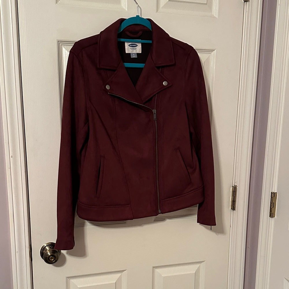Old Navy Women's Deep Red Leather Jacket